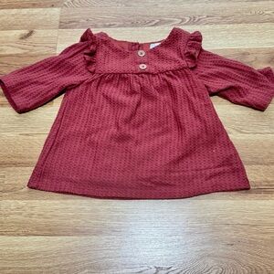 Rare Editions Girls Textured Ruffle Tunic - Brick Red, size 3T
